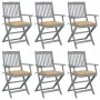 Klappbare Gartenstühle, 6 Stück, Kissen aus massivem Akazienholz von vidaXL, Gartenstühle - Ref: Foro24-3065425, Preis: 290,7...