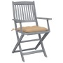 Folding garden chairs 6 pcs solid acacia wood cushions by vidaXL, Garden chairs - Ref: Foro24-3065425, Price: 299,37 €, Disco...