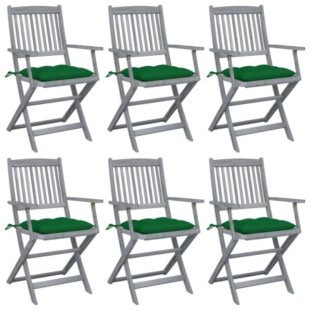 Klappbare Gartenstühle, 6 Stück, Kissen aus massivem Akazienholz von vidaXL, Gartenstühle - Ref: Foro24-3065427, Preis: 299,6...