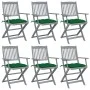Folding garden chairs 6 pcs solid acacia wood cushions by vidaXL, Garden chairs - Ref: Foro24-3065427, Price: 295,22 €, Disco...