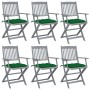 Klappbare Gartenstühle, 6 Stück, Kissen aus massivem Akazienholz von vidaXL, Gartenstühle - Ref: Foro24-3065427, Preis: 299,6...