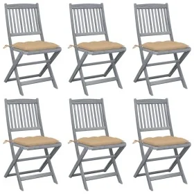 Folding garden chairs 6 pcs solid acacia wood cushions by vidaXL, Garden chairs - Ref: Foro24-3065452, Price: 316,05 €, Disco...