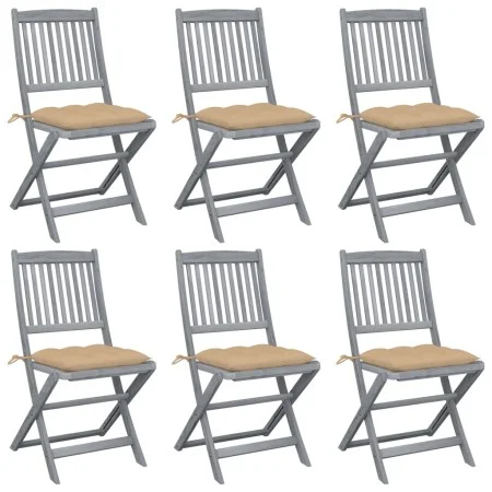 Klappbare Gartenstühle, 6 Stück, Kissen aus massivem Akazienholz von vidaXL, Gartenstühle - Ref: Foro24-3065452, Preis: 321,6...
