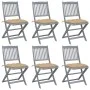 Folding garden chairs 6 pcs solid acacia wood cushions by vidaXL, Garden chairs - Ref: Foro24-3065452, Price: 321,65 €, Disco...