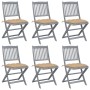 Klappbare Gartenstühle, 6 Stück, Kissen aus massivem Akazienholz von vidaXL, Gartenstühle - Ref: Foro24-3065452, Preis: 332,9...