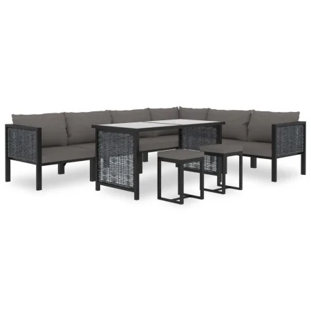 Muebles de jardín 9 pzas y cojines ratán sintético antracita de vidaXL, Conjuntos de jardín - Ref: Foro24-49405, Precio: 968,...