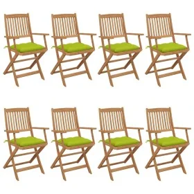 Folding garden chairs 8 pcs solid acacia wood and cushions by vidaXL, Garden chairs - Ref: Foro24-3074993, Price: 441,21 €, D...