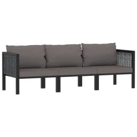 3-seater sofa with anthracite synthetic rattan cushions by vidaXL, Garden sets - Ref: Foro24-49400, Price: 375,29 €, Discount: %