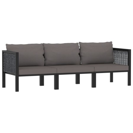 3-seater sofa with anthracite synthetic rattan cushions by vidaXL, Garden sets - Ref: Foro24-49400, Price: 381,14 €, Discount: %