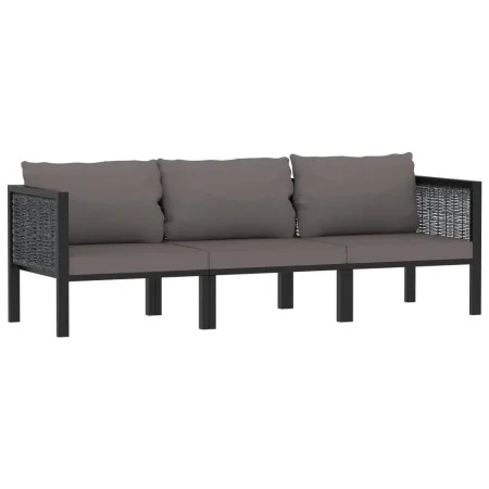 3-Sitzer-Sofa mit anthrazitfarbenen synthetischen Rattankissen von vidaXL, Gartensets - Ref: Foro24-49400, Preis: 375,29 €, R...