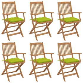 Sillas de jardín plegables 6 uds y cojines madera maciza acacia de vidaXL, Sillas de jardín - Ref: Foro24-3074966, Precio: 34...