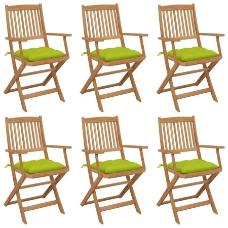 6 pcs folding garden chairs and solid acacia wood cushions by vidaXL, Garden chairs - Ref: Foro24-3074966, Price: 335,07 €, D...