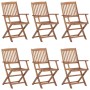 6 pcs folding garden chairs and solid acacia wood cushions by vidaXL, Garden chairs - Ref: Foro24-3074966, Price: 347,42 €, D...
