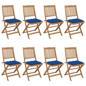 8 pcs folding garden chairs and solid acacia wood cushions by vidaXL, Garden chairs - Ref: Foro24-3075046, Price: 403,46 €, D...