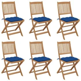 Folding garden chairs 6 pcs solid acacia wood and cushions by vidaXL, Garden chairs - Ref: Foro24-3075019, Price: 300,29 €, D...