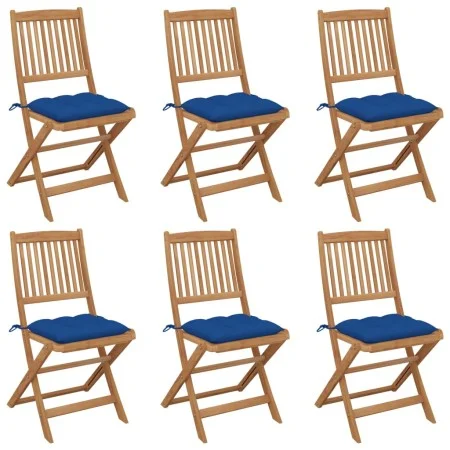 Klappbare Gartenstühle, 6 Stück, massives Akazienholz und Kissen von vidaXL, Gartenstühle - Ref: Foro24-3075019, Preis: 300,2...
