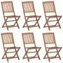 Klappbare Gartenstühle, 6 Stück, massives Akazienholz und Kissen von vidaXL, Gartenstühle - Ref: Foro24-3075019, Preis: 300,2...