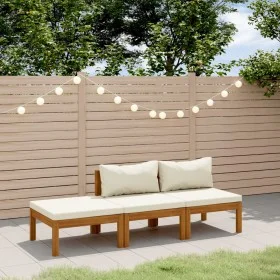 Gartenmöbel, 3 Stück, Kissen aus massivem Akazienholz, cremefarben von vidaXL, Gartensets - Ref: Foro24-3086952, Preis: 353,2...