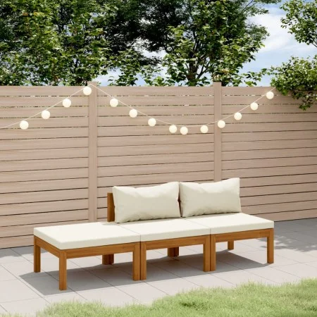 Garden furniture 3 pcs solid acacia wood cream cushions by vidaXL, Garden sets - Ref: Foro24-3086952, Price: 350,88 €, Discou...