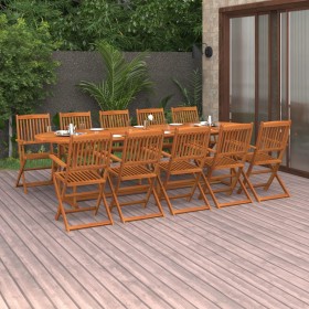 Set de comedor de jardín 11 piezas madera maciza de acacia de vidaXL, Conjuntos de jardín - Ref: Foro24-3086978, Precio: 839,...