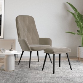 Relaxation armchair with light gray velvet stool by vidaXL, Armchairs - Ref: Foro24-3097619, Price: 110,90 €, Discount: %
