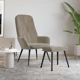 Relaxation armchair with light gray velvet stool by vidaXL, Armchairs - Ref: Foro24-3097619, Price: 109,47 €, Discount: %