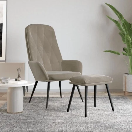 Entspannungssessel mit hellgrauem Samthocker von vidaXL, Sessel - Ref: Foro24-3097619, Preis: 109,47 €, Rabatt: %