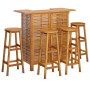Juego muebles de bar para jardín 5 pzas madera maciza de acacia