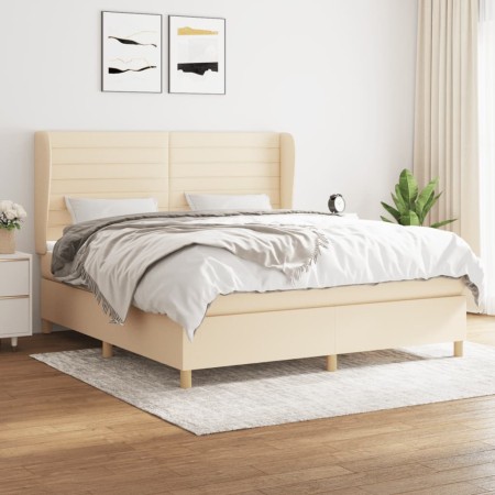 Boxspringbett mit cremefarbener Stoffmatratze 160x200 cm von vidaXL, Betten und Lattenroste - Ref: Foro24-3128618, Preis: 615...