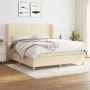 Box spring bed with cream fabric mattress 160x200 cm by vidaXL, Beds and slatted bases - Ref: Foro24-3128618, Price: 599,60 €...