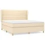 Box spring bed with cream fabric mattress 160x200 cm by vidaXL, Beds and slatted bases - Ref: Foro24-3128618, Price: 599,60 €...