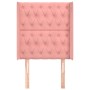 Cabecero con orejas de terciopelo rosa 83x16x118/128 cm