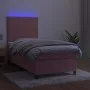 Box spring bed with mattress and LED pink velvet 80x200 cm by vidaXL, Beds and slatted bases - Ref: Foro24-3136034, Price: 33...