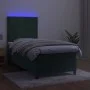 Box spring bed with mattress and LED dark green velvet 80x200 cm by vidaXL, Beds and slatted bases - Ref: Foro24-3135972, Pri...