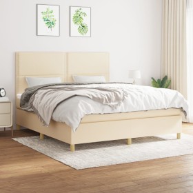 Boxspringbett mit cremefarbener Stoffmatratze 160x200 cm von vidaXL, Betten und Lattenroste - Ref: Foro24-3142270, Preis: 593...
