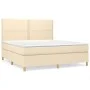 Box spring bed with cream fabric mattress 160x200 cm by vidaXL, Beds and slatted bases - Ref: Foro24-3142270, Price: 569,79 €...