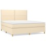 Cama box spring con colchón tela color crema 160x200 cm de vidaXL, Camas y somieres - Ref: Foro24-3142270, Precio: 593,29 €, ...