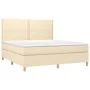 Box spring bed with cream fabric mattress 160x200 cm by vidaXL, Beds and slatted bases - Ref: Foro24-3142270, Price: 569,79 €...