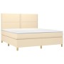 Cama box spring con colchón tela color crema 160x200 cm de vidaXL, Camas y somieres - Ref: Foro24-3142270, Precio: 593,29 €, ...