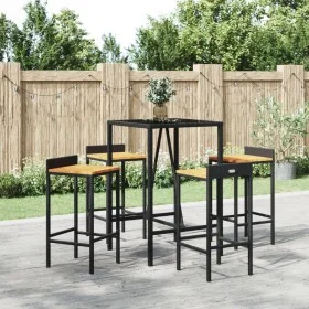 Bar table and garden stools 5 pieces acacia wood PE rattan black by vidaXL, Garden sets - Ref: Foro24-3187675, Price: 253,81 ...