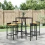 Bartisch und Gartenhocker 5 Stück Akazienholz PE Rattan schwarz von vidaXL, Gartensets - Ref: Foro24-3187675, Preis: 253,81 €...