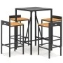 Bartisch und Gartenhocker 5 Stück Akazienholz PE Rattan schwarz von vidaXL, Gartensets - Ref: Foro24-3187675, Preis: 253,81 €...