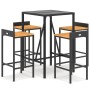 Bartisch und Gartenhocker 5 Stück Akazienholz PE Rattan schwarz von vidaXL, Gartensets - Ref: Foro24-3187675, Preis: 260,49 €...