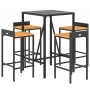 Bartisch und Gartenhocker 5 Stück Akazienholz PE Rattan schwarz von vidaXL, Gartensets - Ref: Foro24-3187675, Preis: 260,49 €...