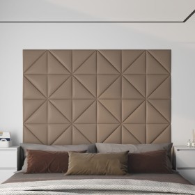 Paneles pared 12 uds cuero sintético capuchino 30x30 cm 0,54 m²