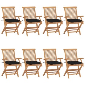 Garden chairs 8 pcs solid teak wood with black cushions by vidaXL, Garden chairs - Ref: Foro24-3072911, Price: 656,10 €, Disc...