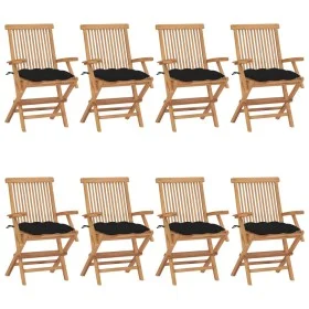 Garden chairs 8 pcs solid teak wood with black cushions by vidaXL, Garden chairs - Ref: Foro24-3072911, Price: 618,09 €, Disc...