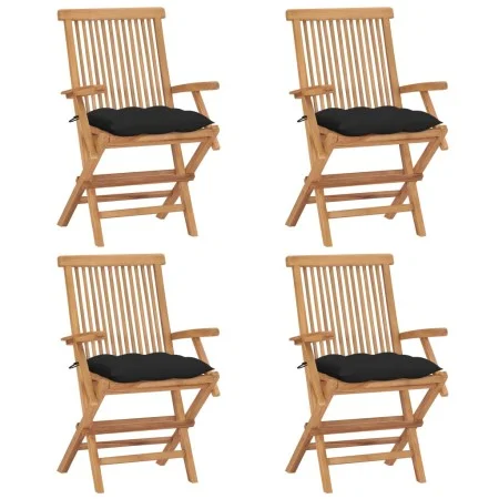Garden chairs 4 pcs solid teak wood with black cushions by vidaXL, Garden chairs - Ref: Foro24-3065639, Price: 361,40 €, Disc...