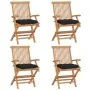 Garden chairs 4 pcs solid teak wood with black cushions by vidaXL, Garden chairs - Ref: Foro24-3065639, Price: 361,40 €, Disc...