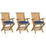 Garden chairs 3 pcs solid teak wood with blue cushions by vidaXL, Garden chairs - Ref: Foro24-3062539, Price: 231,27 €, Disco...